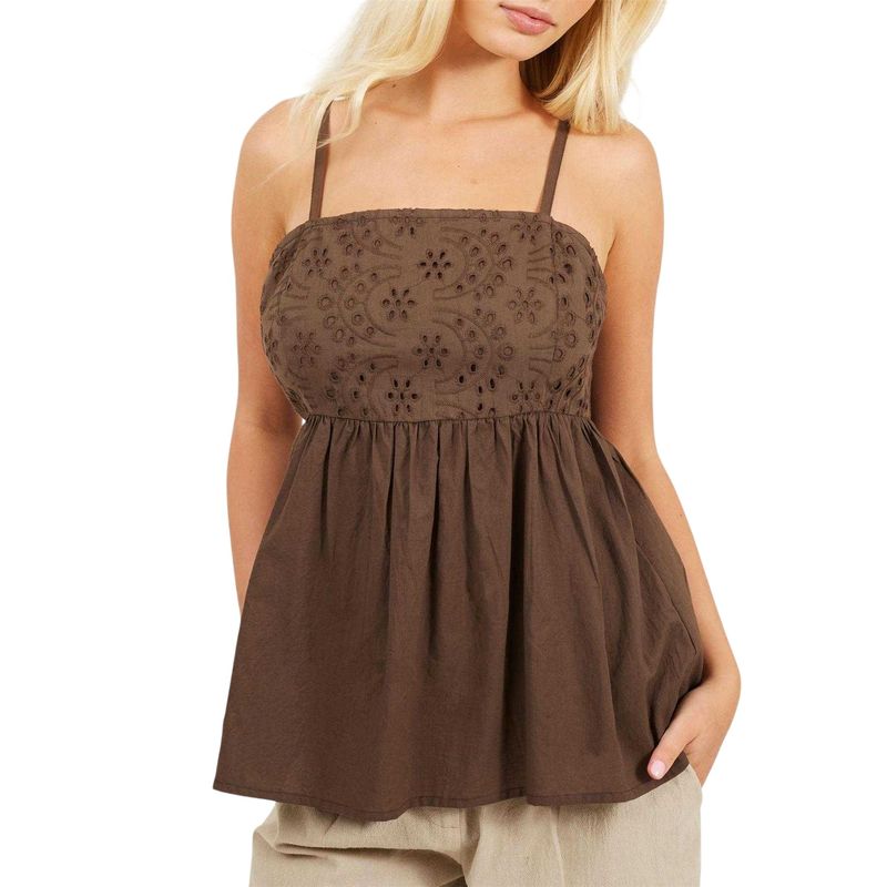 Brave Soul Womens/Ladies Broderie Tank Top / Brown